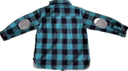 
Тёплая рубашка в бирюзово-синюю клетку для маленьких мальчиков из двойной ткани. . фото 4