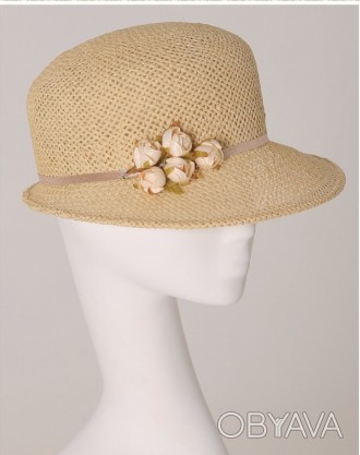  Летняя шляпа с средними полями из натуральной рисовой соломки ( Цвет - белый ,м. . фото 1