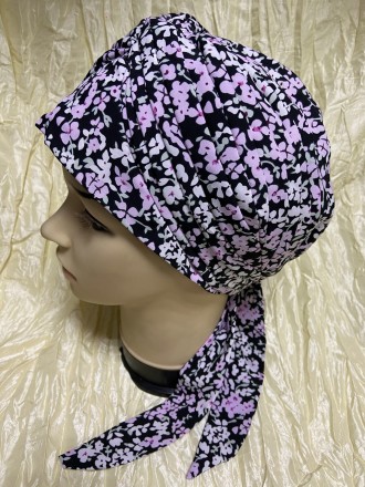 Літня бандана-шапка-чалма-косинка з бавовни з об'ємним широким плетінням у формі. . фото 2