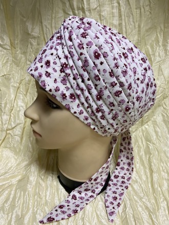 Літня бандана-шапка-чалма-косинка з бавовни з об'ємним широким плетінням у формі. . фото 2