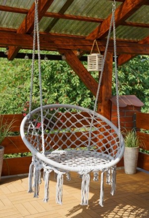  Подвесное плетеное кресло гамак качели в бразильском стиле Bonro B-092 цвет сер. . фото 7