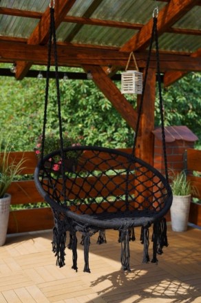  Подвесное плетеное кресло гамак качели в бразильском стиле Bonro B-092 цвет чер. . фото 8