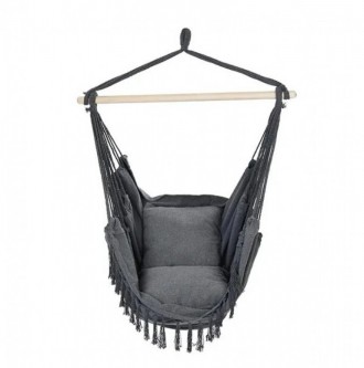  Підвісне крісло гамак гойдалки в бразильському стилі Bonro B-093 колір чорний
 . . фото 3
