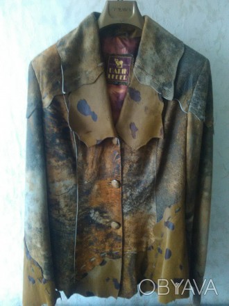 Продам новый стильный кожаный женский пиджак (Турция). Размер М. Длина пиджака 7. . фото 1