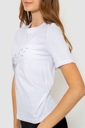 жіноча футболка з принтом білого кольору. . фото 4