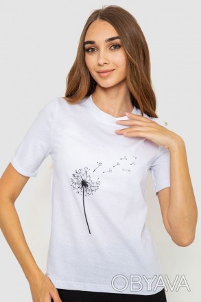 жіноча футболка з принтом білого кольору. . фото 1