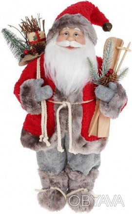 Фігура Санта (м'яка іграшка), червоний з сірим. 
 Матеріал: тканина, пластик. 
 . . фото 1