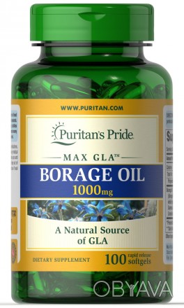 Олія огірника Borage Oil Puritan's Pride 1000 мг 100 капсул (32460). . фото 1