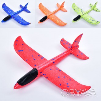 Дитяча іграшка літак запускалка планер 22 см матеріал пінопласт, мікс кольорів, . . фото 1