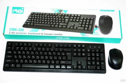 Ультра-черный матовый комплект беспроводной клавиатуры с мышью LARMTEK CMK-326 с. . фото 8