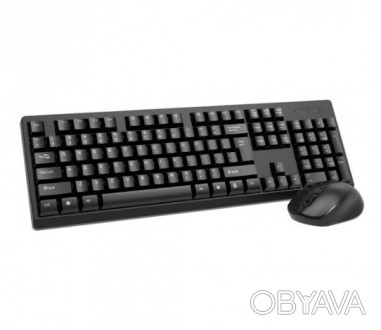 Ультра-черный матовый комплект беспроводной клавиатуры с мышью LARMTEK CMK-326 с. . фото 1