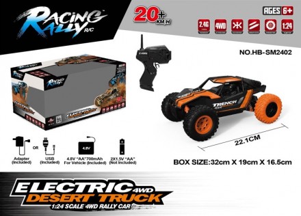 Машинка на радиоуправлении 1:24 HB Toys Багги 4WD на аккумуляторе (оранжевый)Ско. . фото 5