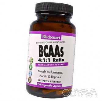 BCAAs 4:1:1 від Bluebonnet Nutrition - 
Склад:
Склад на порцію - 4 капсули:
 Кал. . фото 1