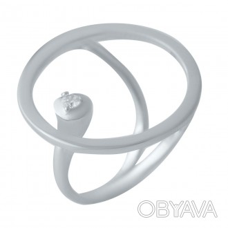 Родированное серебряное кольцо 925 пробы с фианитами. Родированные украшения дол. . фото 1
