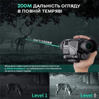 Монокуляр нічного бачення до 200 метрів з великим об'єктивом і відео фото записо. . фото 7