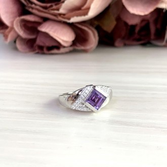 Родированное серебряное кольцо 925 пробы с александритом 2.11ct. Родированные ук. . фото 3