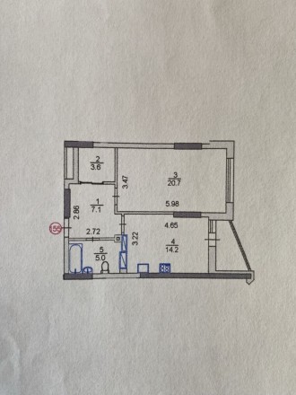 Одна окрема кімната + простора кухня з можливістю зонування та облаштування зони. . фото 13