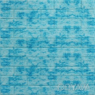 
 Декоративна 3D панель самоклейка під цеглу Блакитний мармур 700х770х5мм (065) . . фото 1