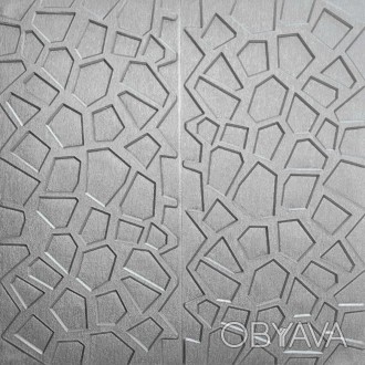 Самоклеющаяся декоративная потолочно-стеновая 3D панель серебряная 700x700x8мм (