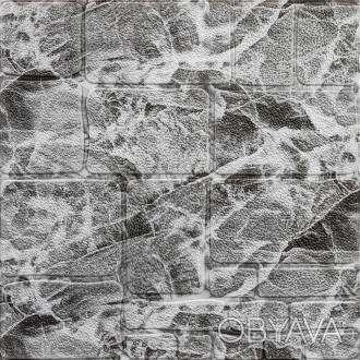 
 Самоклеящаяся декоративная 3D панель камень черно-белый мрамор 700х700х7мм Дек. . фото 1