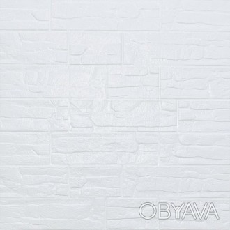
 Самоклеящаяся декоративная 3D панель камень Белый рваный кирпич 700х770х5мм Де. . фото 1