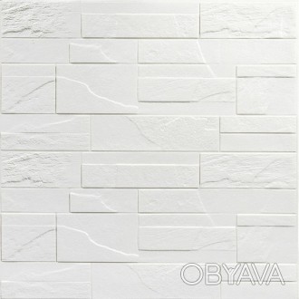 
 Самоклеящаяся декоративная 3D панель камень Белый битый кирпич 700х770х5мм Дек. . фото 1