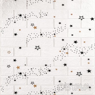 
 Декоративная 3D панель самоклейка под белый кирпич Звезды 700x770x3мм Декорати. . фото 1