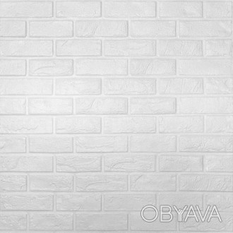 
 Самоклеюча 3D панель культурний камінь білий 700х800х8мм (196) Декоративна пан. . фото 1