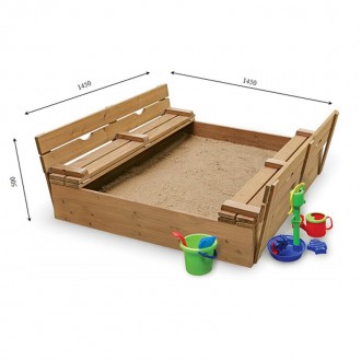 Песочница с крышкой деревянная для детской площадки размером 145 х 145см Натурал. . фото 5
