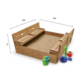 Песочница с крышкой деревянная для детской площадки размером 200 х 200 см Натура. . фото 6