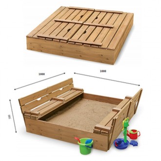 Пісочниця з кришкою дерев'яна для дитячого майданчика невеликим розміром 100 х 1. . фото 6