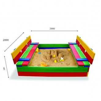 Песочница с крышкой деревянная для детской площадки размером 200 х 200 см Натура. . фото 4