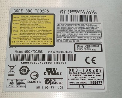 DVD-RW привод з ноутбука ACER ASPIRE 7551G BDC-TD02RS

Робочий. Виконана перев. . фото 4