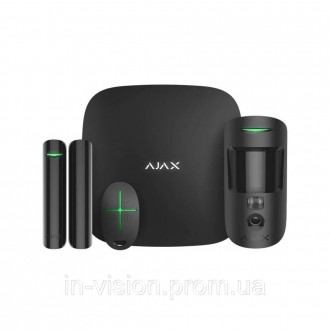 Комплект бездротової сигналізації з 5 пристроїв: розумна централь Ajax Hub 2 чор. . фото 3