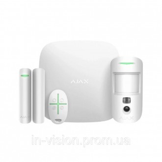 Комплект бездротової сигналізації з 5 пристроїв: розумна централь Ajax Hub 2 біл. . фото 3