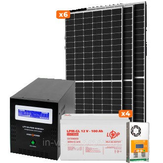 Комплект СЕС Стандарт 4кВт АКБ Gel 100 Ah Міні сонячна електростанція для дачі т. . фото 2