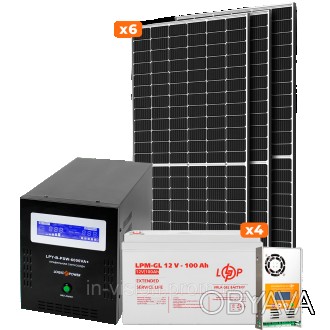 Комплект СЕС Стандарт 4кВт АКБ Gel 100 Ah Міні сонячна електростанція для дачі т. . фото 1