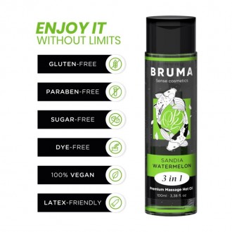 Массажное масло Premium Heat Effect со вкусом арбуза от бренда BRUMA – настоящая. . фото 3