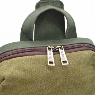 Рюкзак-слінг на одне плече зі шкіри та канвасу TARWA REh-1905-3md - невелика сум. . фото 7