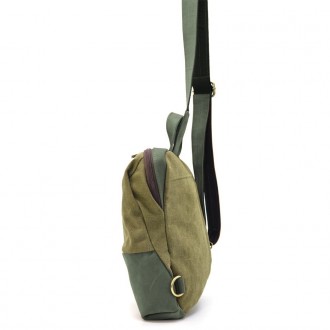 Рюкзак-слінг на одне плече зі шкіри та канвасу TARWA REh-1905-3md - невелика сум. . фото 5