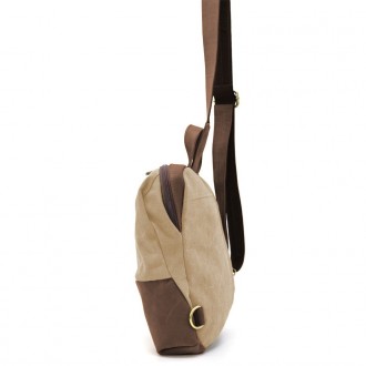Рюкзак-слінг на одне плече зі шкіри та канвасу TARWA RСs-1905-3md - невелика сум. . фото 5
