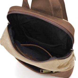 Рюкзак-слінг на одне плече зі шкіри та канвасу TARWA RСs-1905-3md - невелика сум. . фото 3
