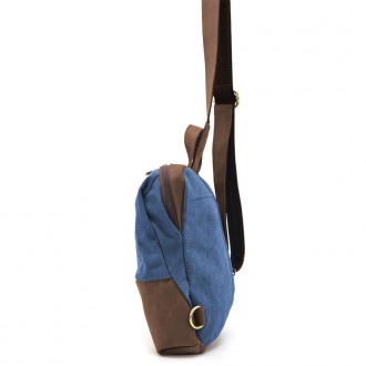 Рюкзак-слінг на одне плече зі шкіри та канвасу TARWA RCk-1905-3md - аксесуар сер. . фото 6