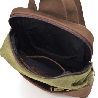 Рюкзак-слінг на одне плече зі шкіри та канвасу TARWA RBh-1905-3md - стильний і п. . фото 3