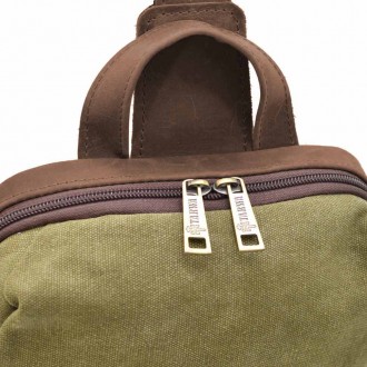 Рюкзак-слінг на одне плече зі шкіри та канвасу TARWA RBh-1905-3md - стильний і п. . фото 7