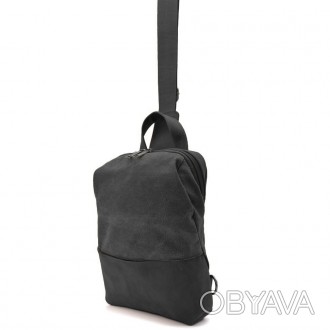 Рюкзак-слінг на одне плече зі шкіри та канвасу TARWA RAg-1905-3md-нова модель ві. . фото 1