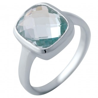 Родированное серебряное кольцо 925 пробы с натуральным топазом 5.755ct. Родирова. . фото 2