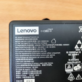 Блок живлення оригінал Lenovo 135W 20V 6.75A 01FR042 ADL135NDC3A 45N0361
Якісний. . фото 3