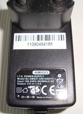 Блок живлення AMS47-0501000FV 5V - 1.0A Штекер 5.5х1.8AMIGO I.T.E.POWER SUPPLY
. . фото 3