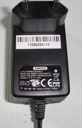 Блок живлення AMS47-0501000FV 5V - 1.0A Штекер 5.5х1.8AMIGO I.T.E.POWER SUPPLY
. . фото 4